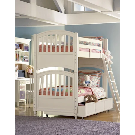 Twin-Over-Twin Bunk Bed with Arched Top and Slats and Understorage